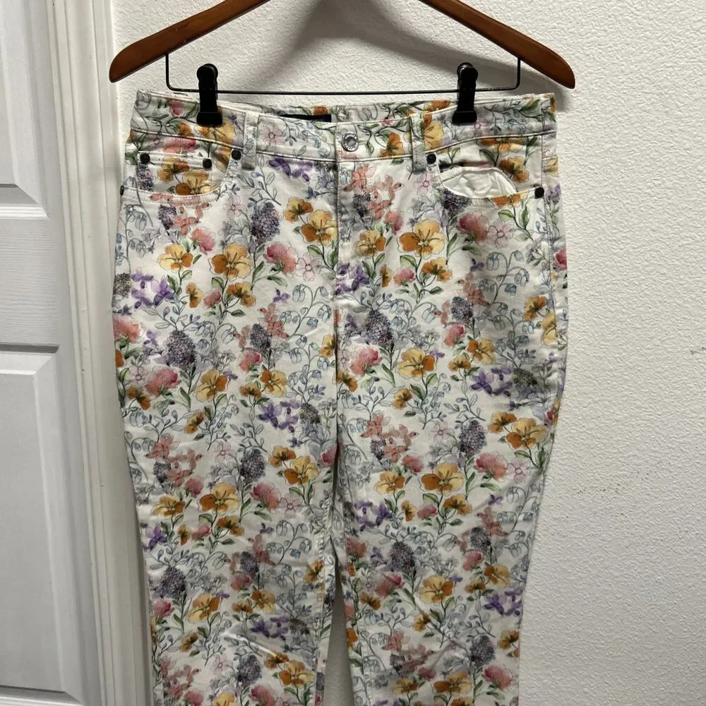 Brooks Brothers Women’s Floral Jeans Orange green Spring Size 10 NWT
